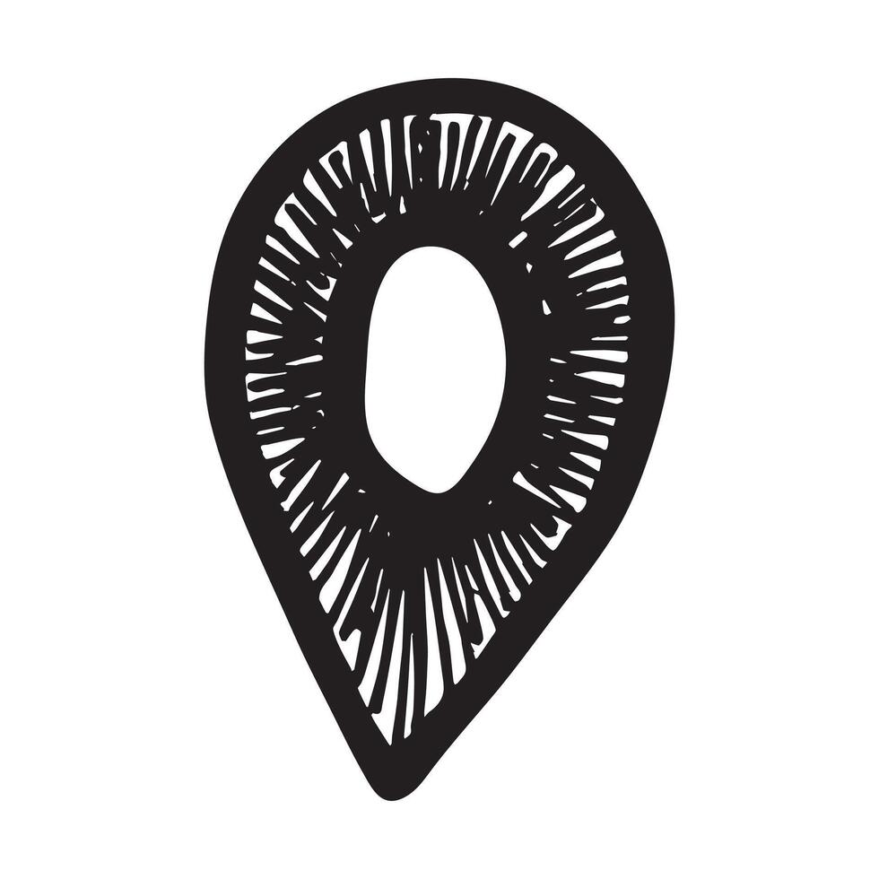 sketch Hand drawn map pin Map marker pointer sign GPS and mapping tools Location pin symbol Pinpoint clipart in doodle style Single element for web, design vector