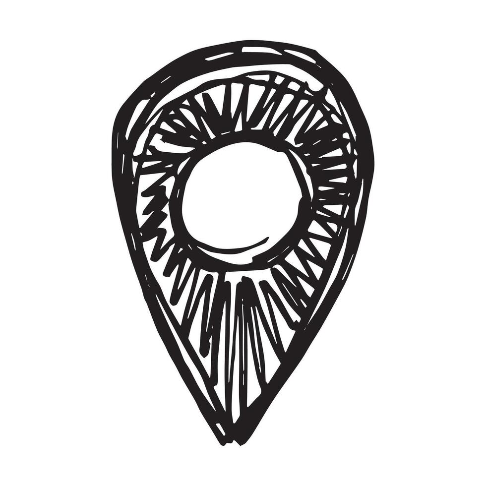 Hand drawn map pin Map marker pointer sign GPS and mapping tools Location pin symbol Pinpoint clipart in doodle style Single element for web, design pencil vector