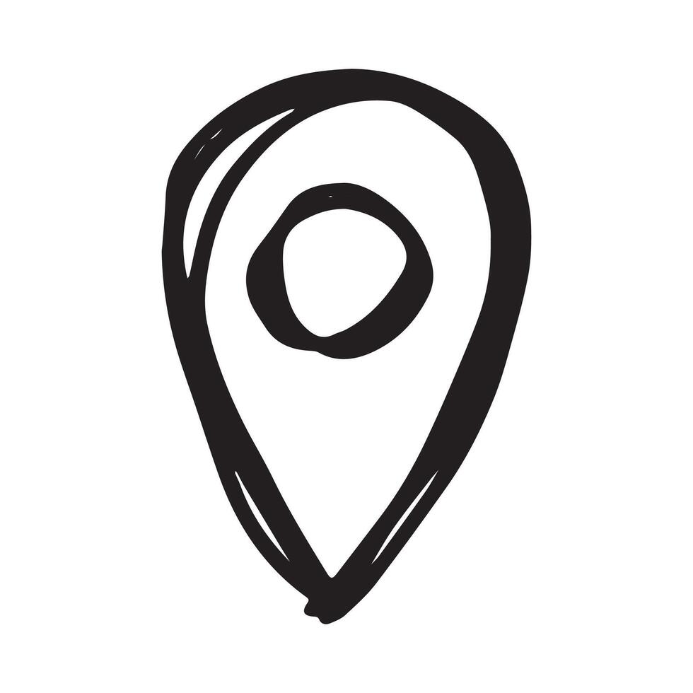grunge Hand drawn map pin Map marker pointer sign GPS and mapping tools Location pin symbol Pinpoint clipart in doodle style Single element for web, design vector
