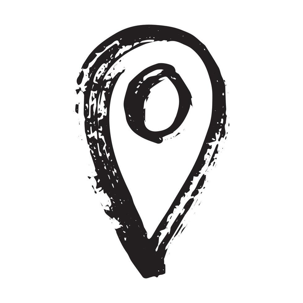 Hand drawn map pin Map marker pointer sign GPS and mapping tools Location pin symbol Pinpoint clipart in doodle style Single element for web, design black vector
