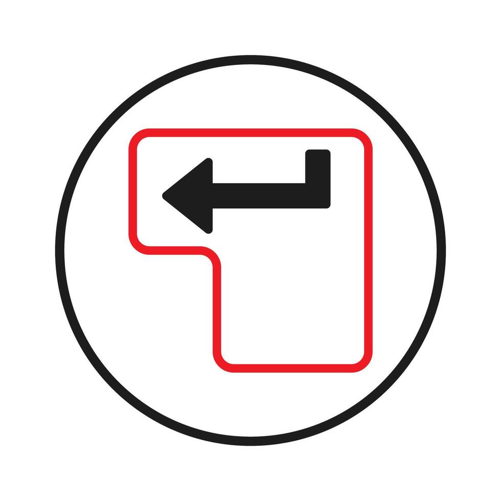 Conceptual navigation key visual featuring direction with a red border inside a black outlined vector