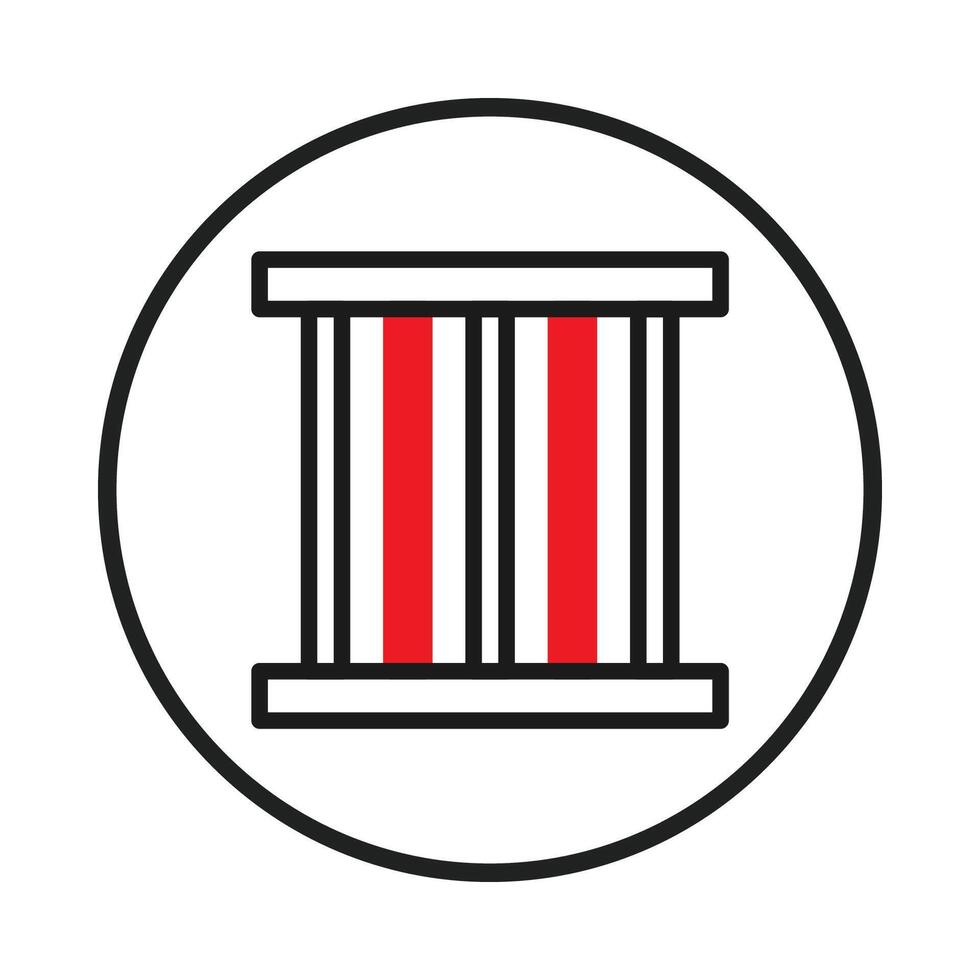 Geometric design featuring parallel bars within a circle abstract conceptualization of confinement vector