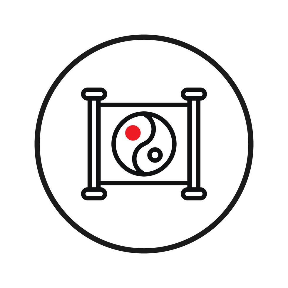 Harmonious duality circle representing balance and unity within a decorative border evoking vector