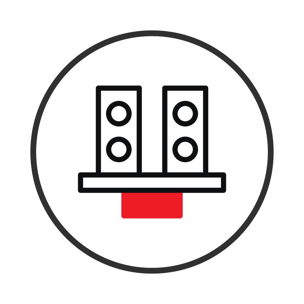 Minimalist Audio System Icon with Speaker Units and Amplification Unit for Creative Design vector