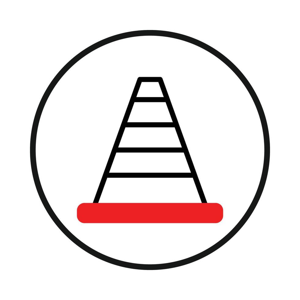 Minimalist traffic cone symbol emphasizing structured layers in a geometric circle design vector