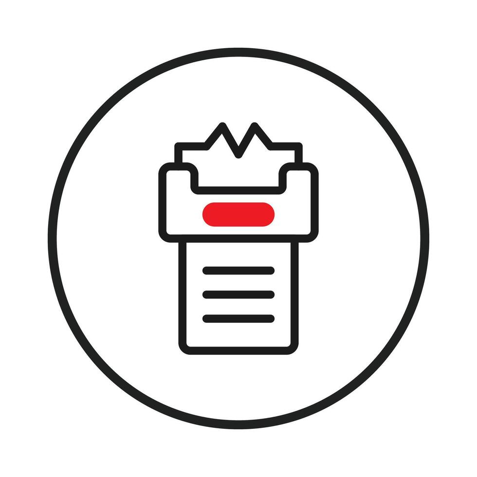 Modern icon representation of a document inbox process within a minimalistic outlined circular vector