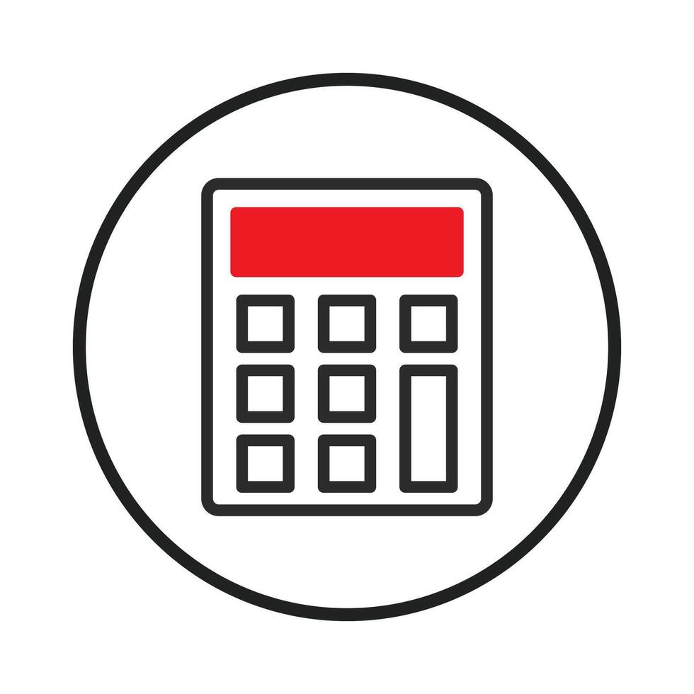 Stylized calculator icon inside a circular border representing calculations finance and accounting vector