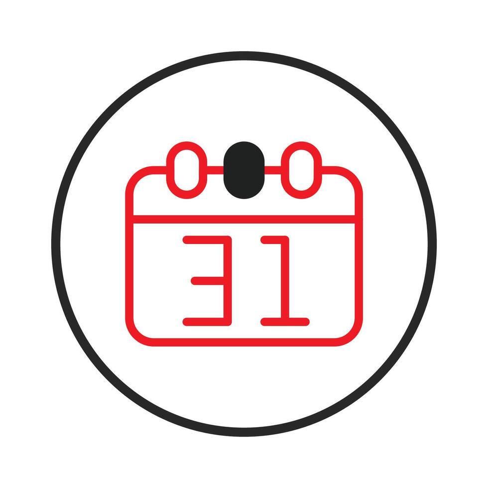 Stylized depiction of a calendar icon displaying the date of the thirty first within a circle vector