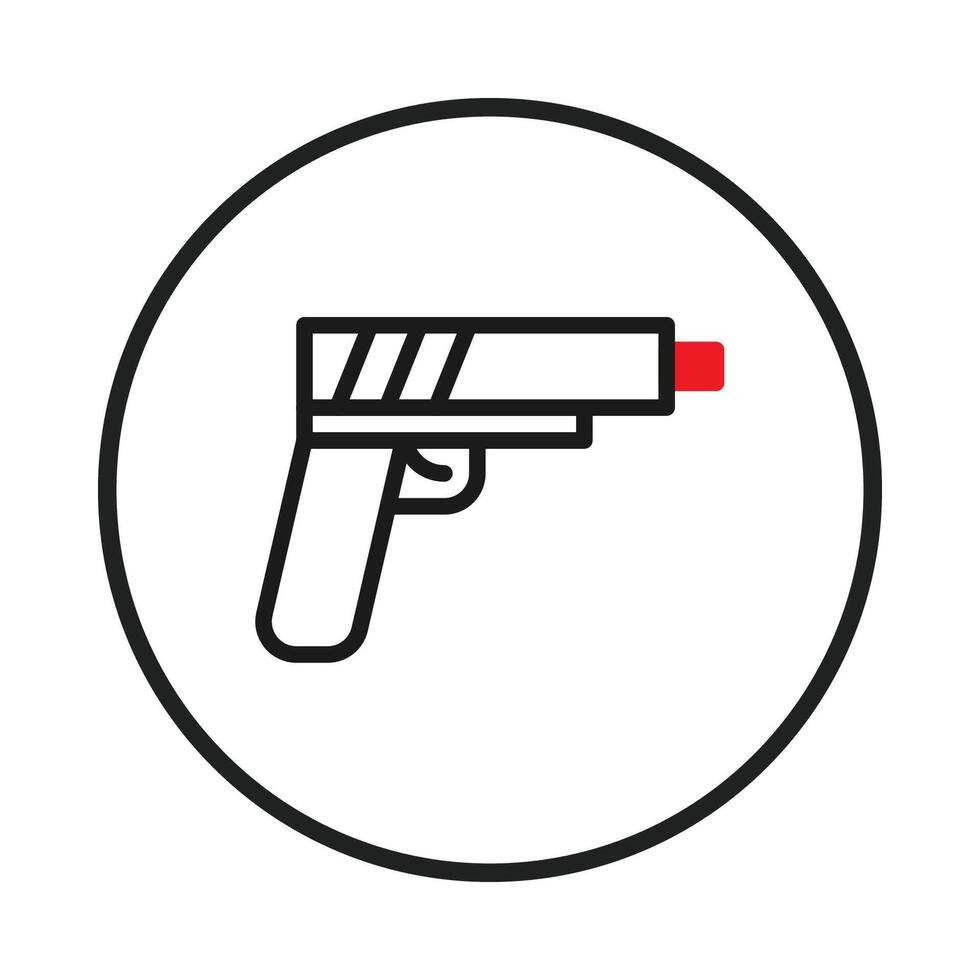 Stylized illustration of a handgun inside a circle portraying modern design with simple lines and vector