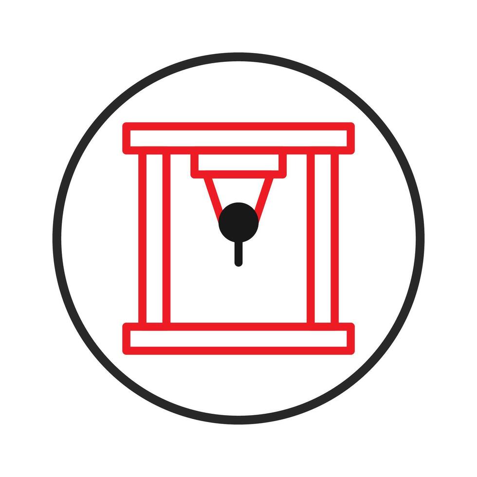 Stylized pendulum representation showcasing abstract physics concept within circular boundary vector