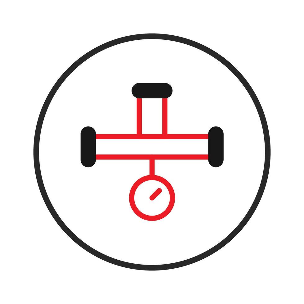 Stylized pipeline graphic with pressure gauge illustration conveys infrastructure and system vector