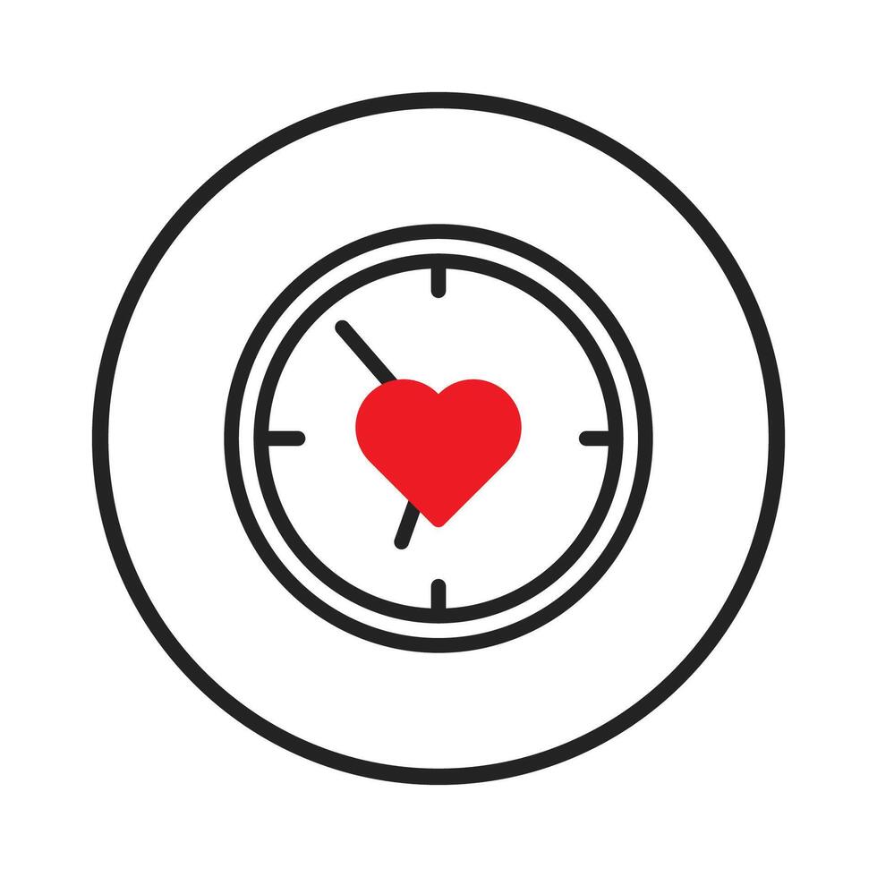 Time of love concept icon design with a heart shape and clock pointer conveying emotional timing vector