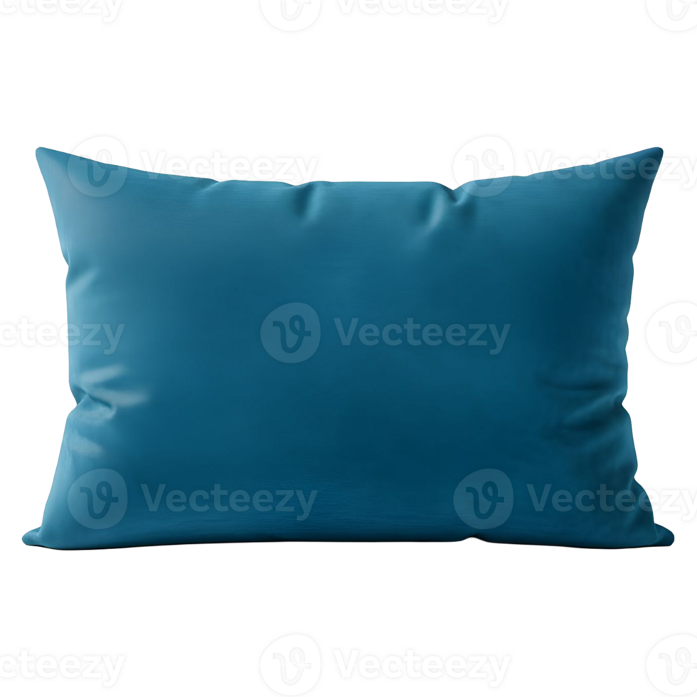 A Teal Blue Rectangular Pillow Rests On A White Background With Horizontal Lines Creating A Subtle Texture png