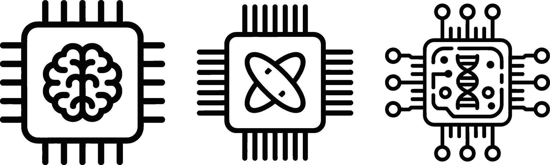 Artificial intelligence, quantum, and bio-tech processor designs vector