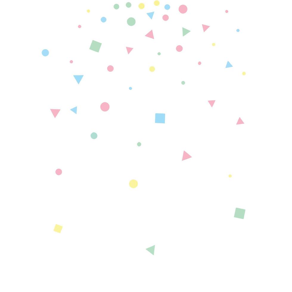 Scattered pastel geometric shapes circles, triangles, and squares in soft hues vector