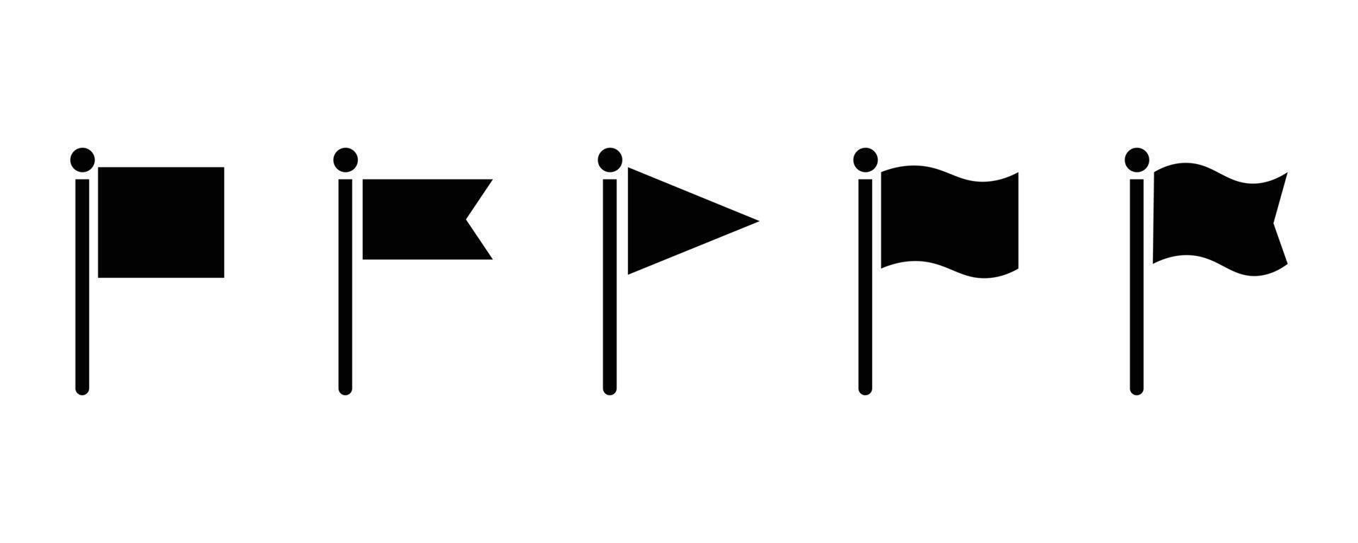 Flag icon set isolated on white background featuring various shapes and waving styles vector