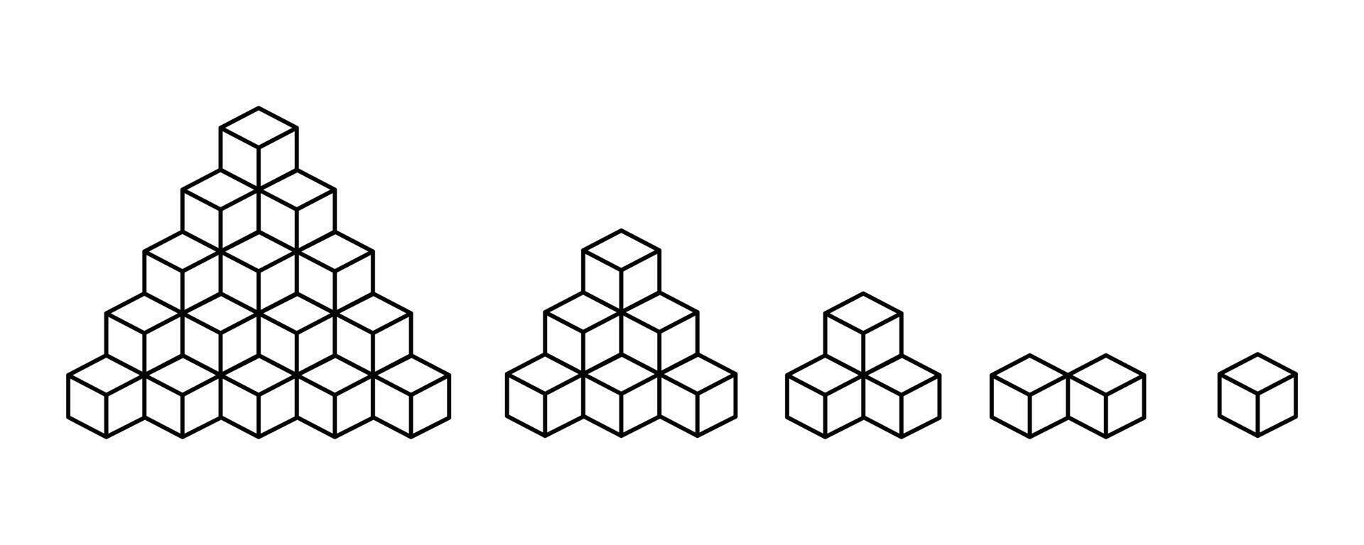 Isometric cube pyramid sequence isolated on white background vector