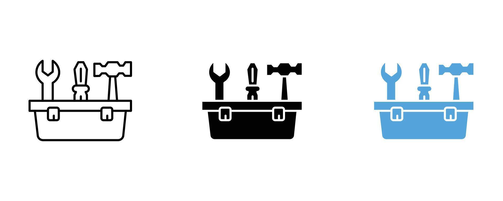 Toolbox with wrench, screwdriver, and hammer isolated on white background vector