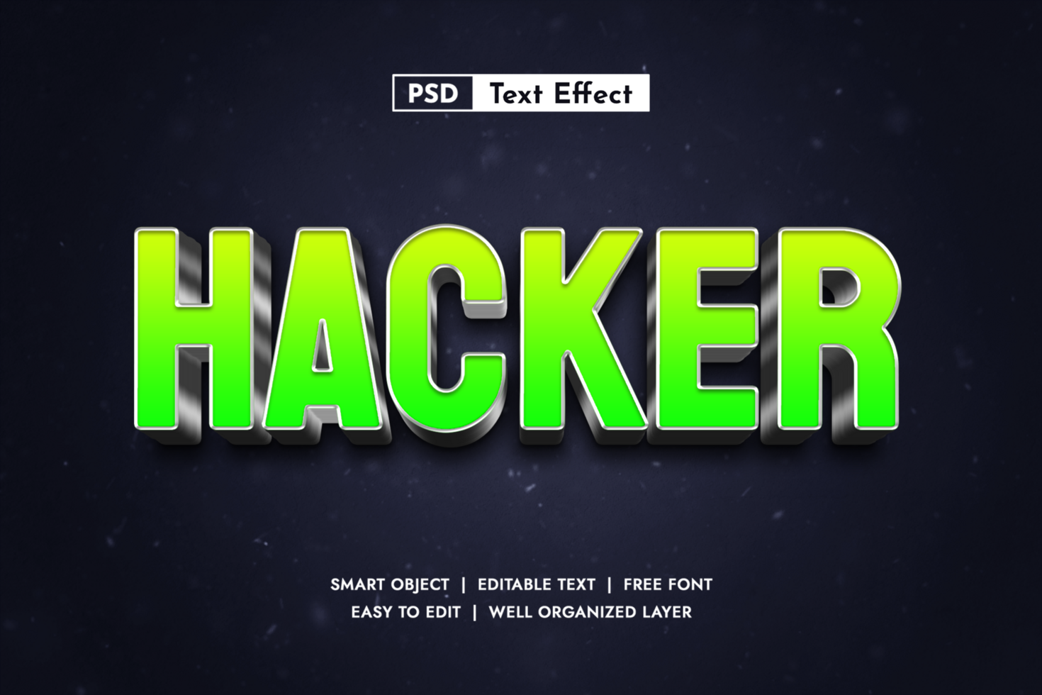 verde neón hacker temática 3d texto efecto con agudo negrita estilo. ideal para ciber diseños juego de azar títulos codificación diseños y tecnología efectos visuales completamente editable inteligente objeto. psd