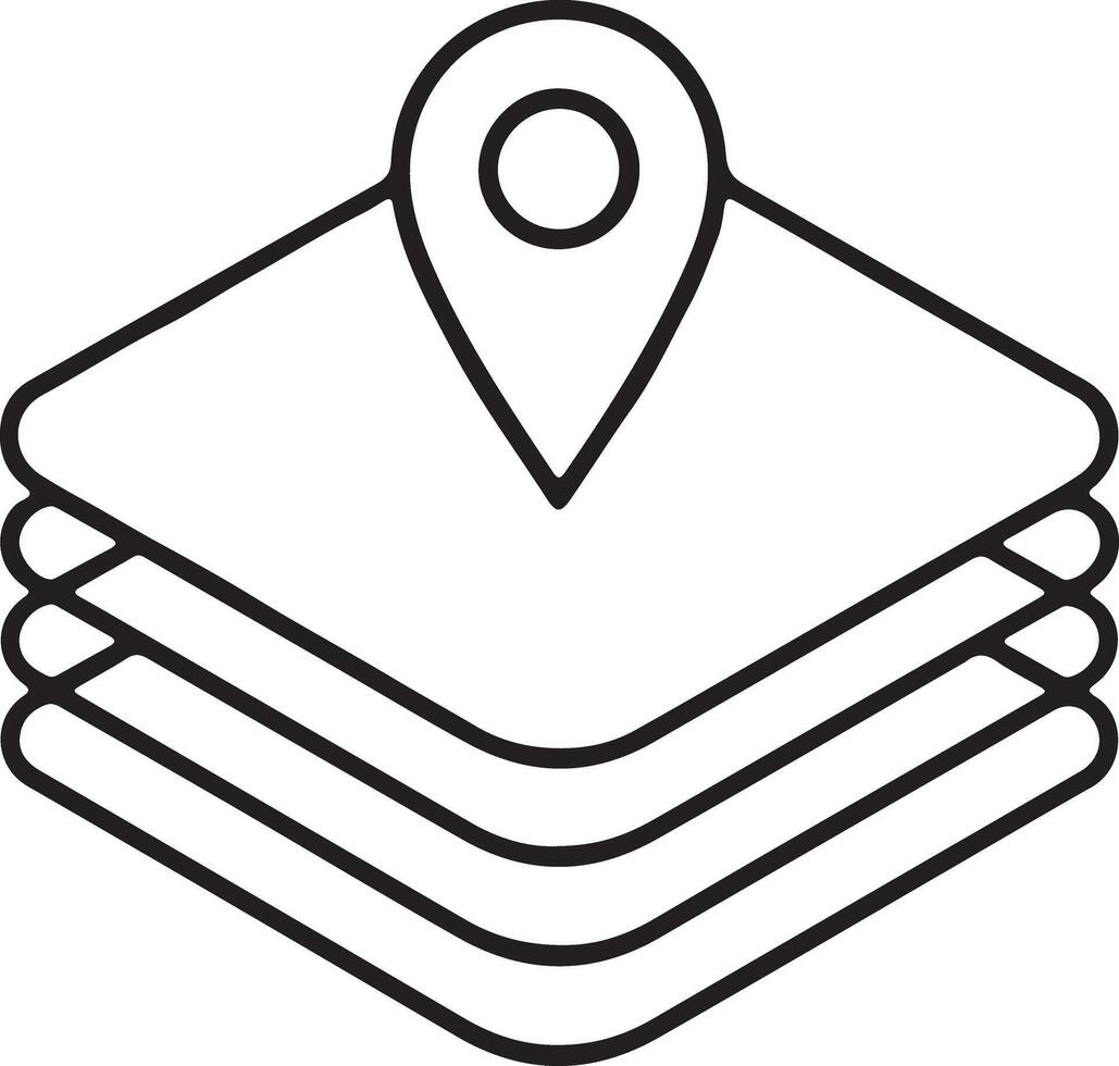 Stacked map layers with location pin icon vector