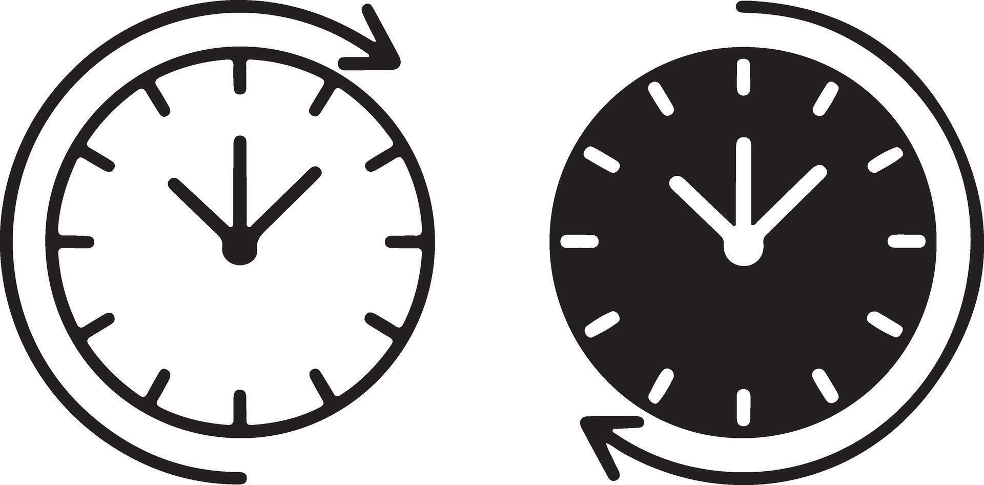 Clock with circular arrow indicating time passing vector