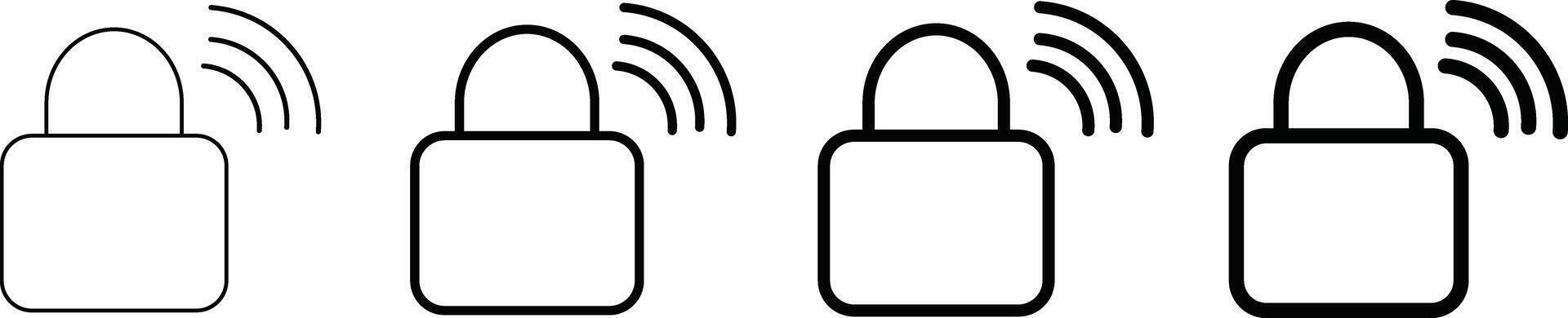 NFC Lock Icons Set. NFC Access Control Icons. Wireless security signs. Secure access technology symbols. vector