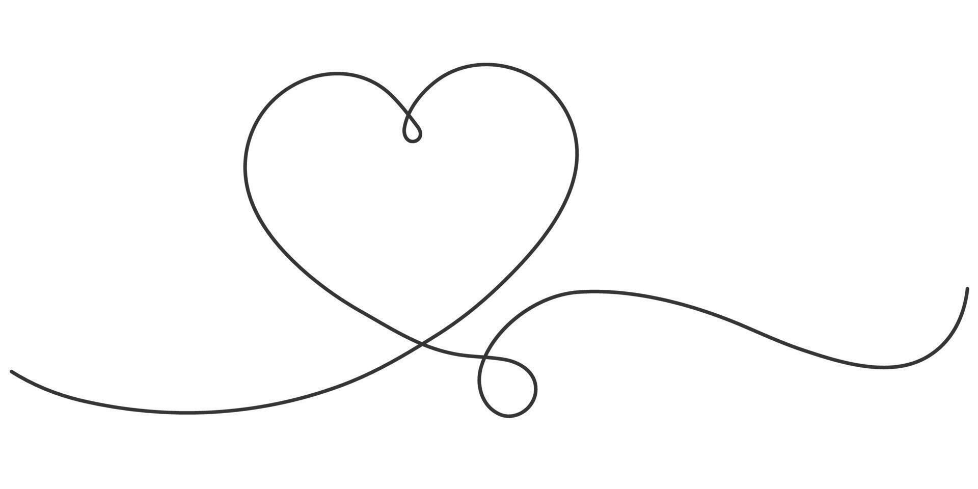 Heart on a white background. Valentine's Day. One line drawing. vector