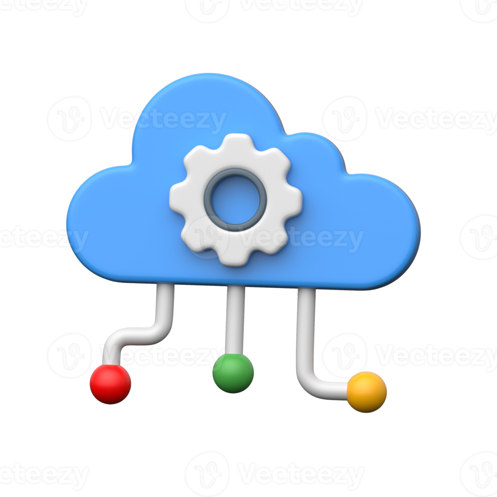 3d redskap inuti moln representerar moln konfiguration, systemet inställningar, och automatisering png