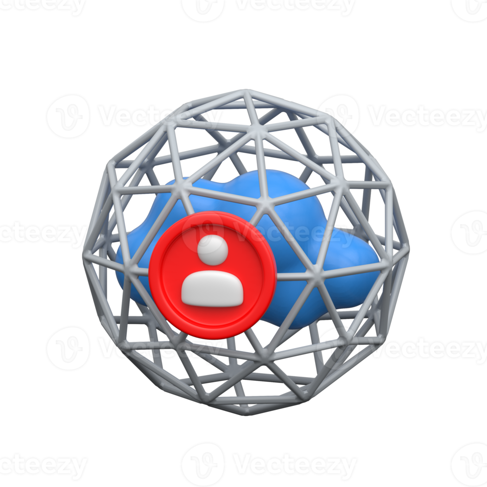 3D globe with cloud and user symbolizing online global cloud network png