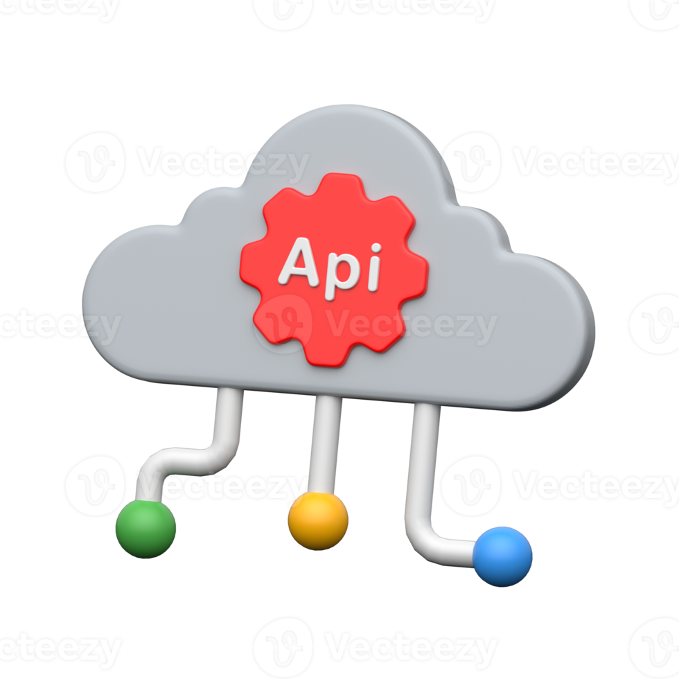 moln programvara integration och webb tjänster, moln api integration 3d ikon png