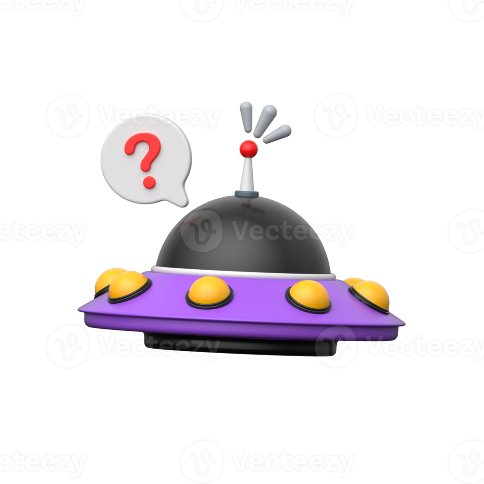 3d OVNI icono con pregunta marca representando desconocido aplicación problema png