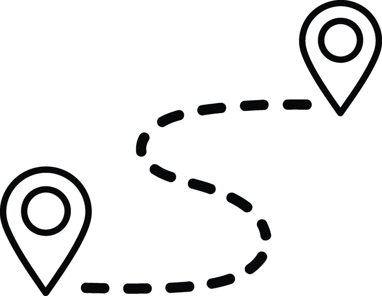 illustration of route map, showing a path between two locations vector