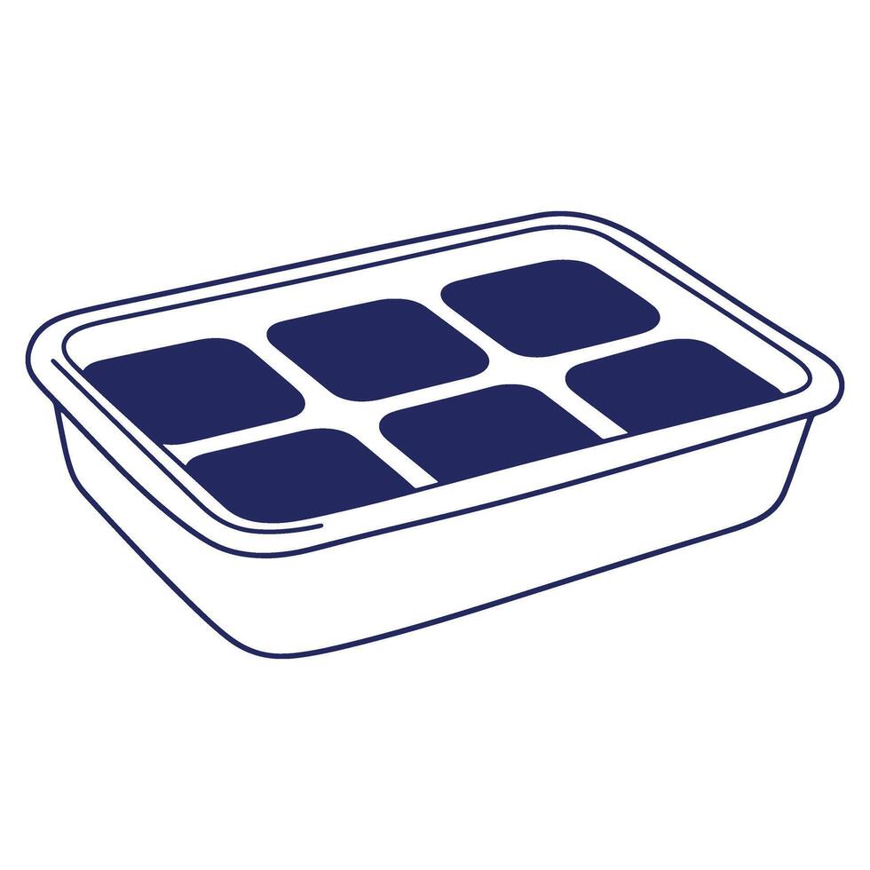 Illustration of an Empty Ice Cube Tray for Cooling Beverages and Creating Refreshments for Summer Time vector
