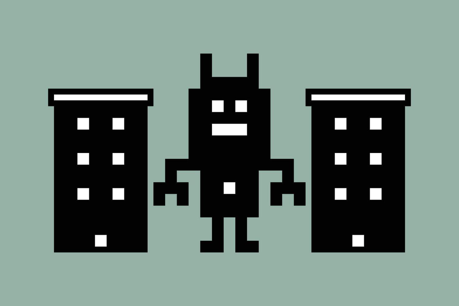 Cute background robot robotic ai bot engineer machine 8 bit decor. vector