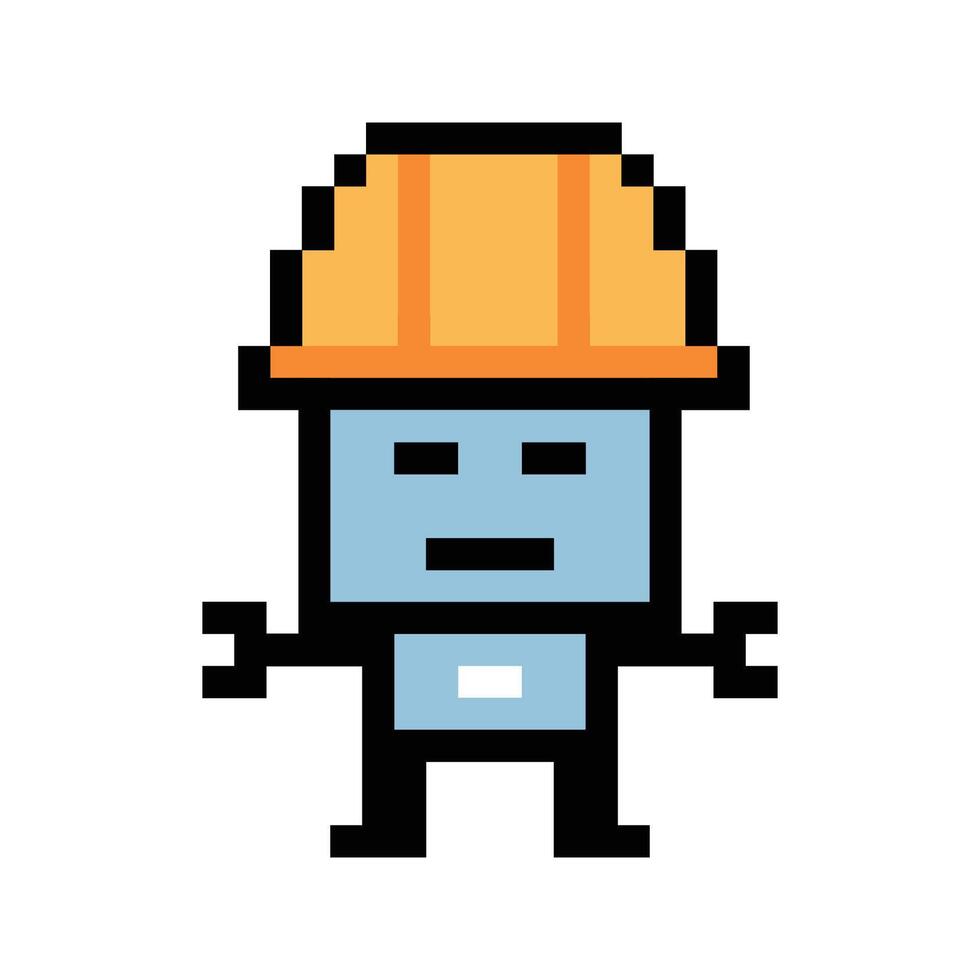 Cute 8 bit pixel design business robotic robot machine ai chat bot art. vector