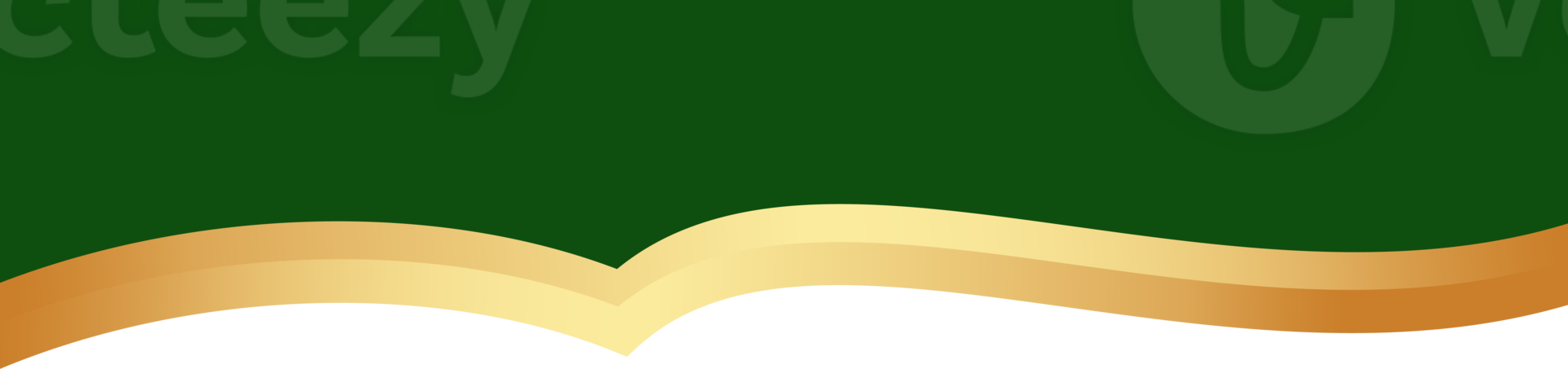 Border shape for banner design. Green header section with golden line. Abstract bottom background for web page. Curved divider template. Wavy horizontal separator png