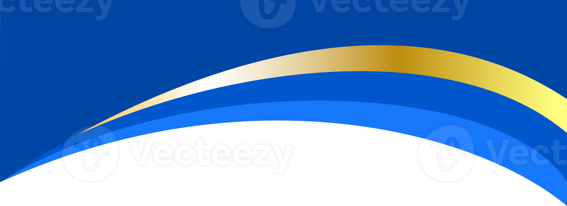 Border shape for banner design. Blue header section with golden line. Abstract bottom for web page. Curved divider template. Wavy horizontal separator png