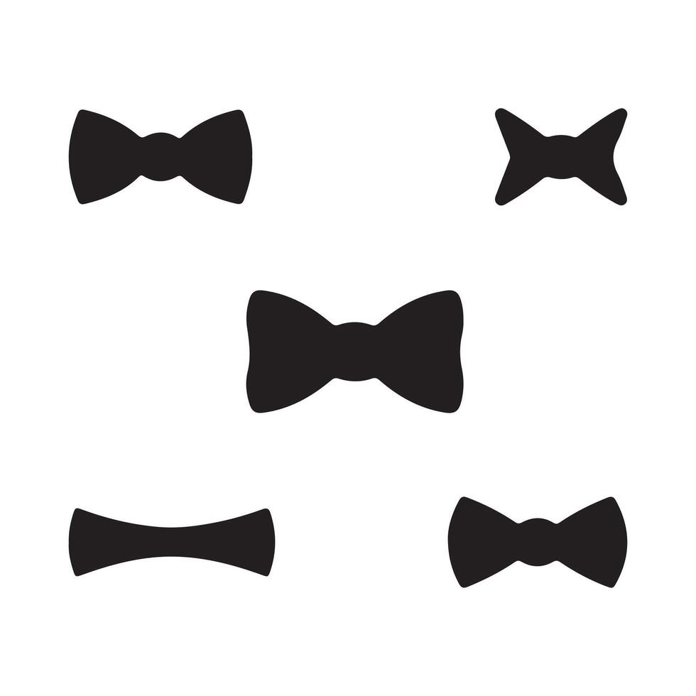 Set of isolated black bow tie root elements, a foundational graphic collection for classic gentleman style and elegant design vector