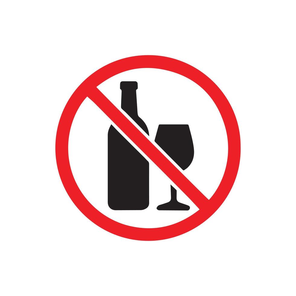 A clear symbol indicating no alcoholic drinks allowed in this area, representing responsible choices and a sober environment vector