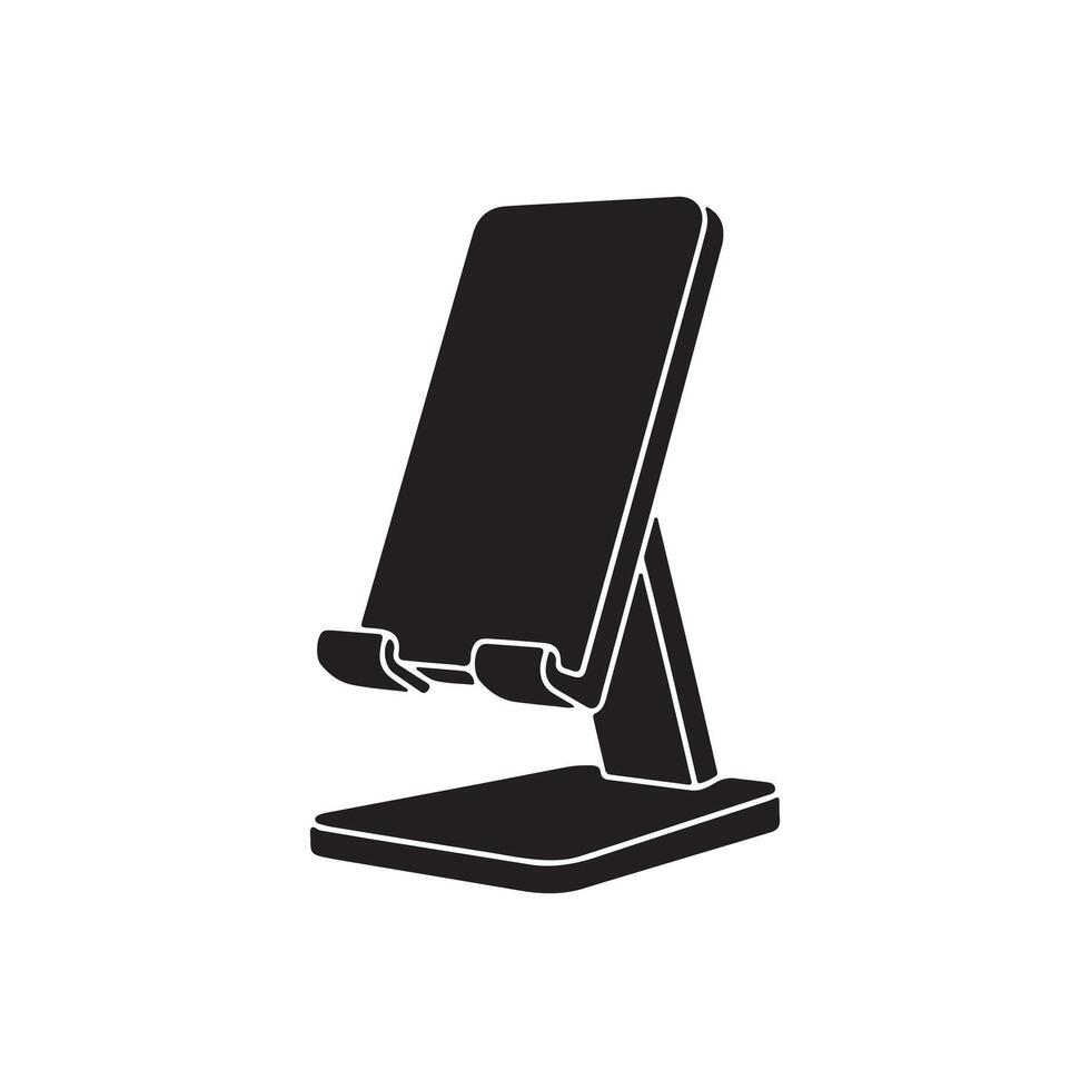 Phone stand design for table, mobile phone accessories with black color on isolated white background vector