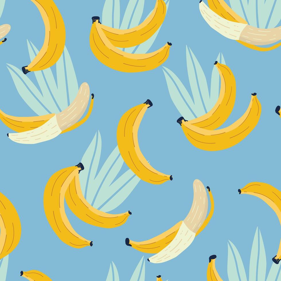 Banana pattern on blue background vector