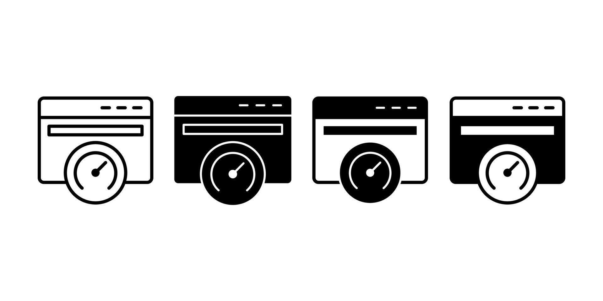 Page Speed SEO Black Icon Bundle for Website Optimization and Performance Testing vector