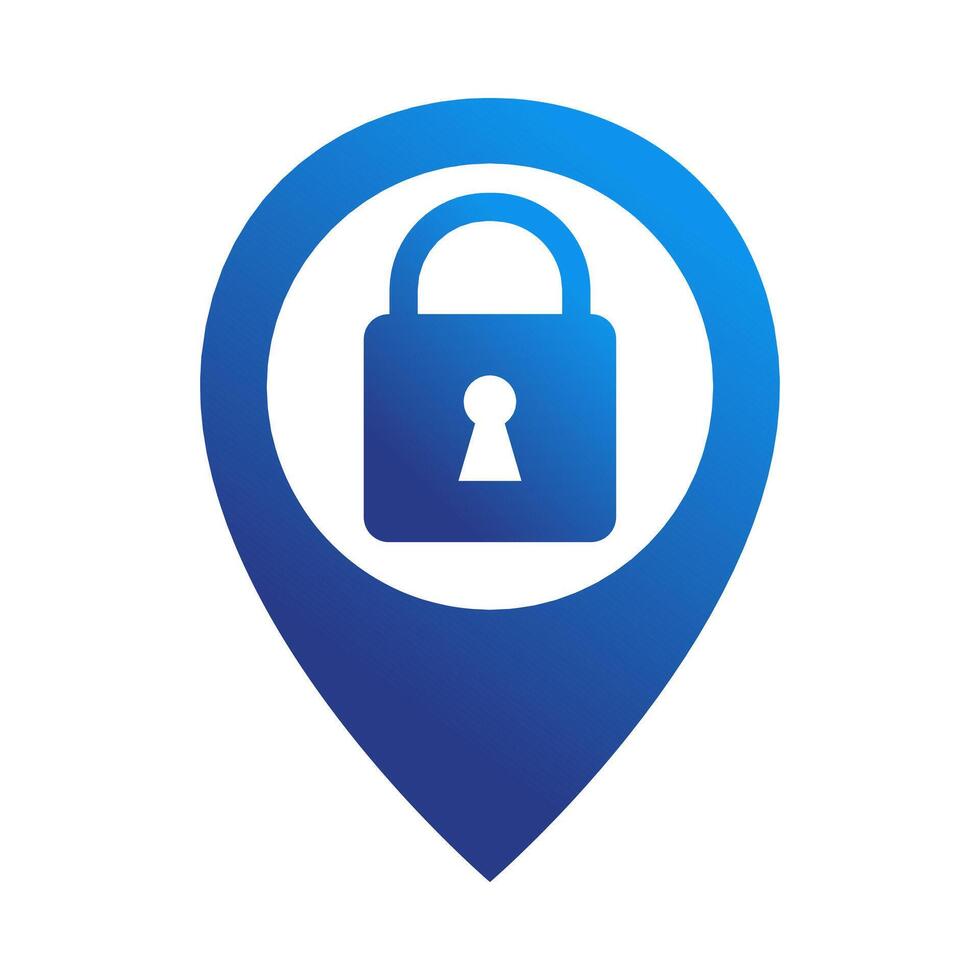 Lock Security Location Pin Flat Colored Icon for Safety, Data Protection, and Map Navigation vector