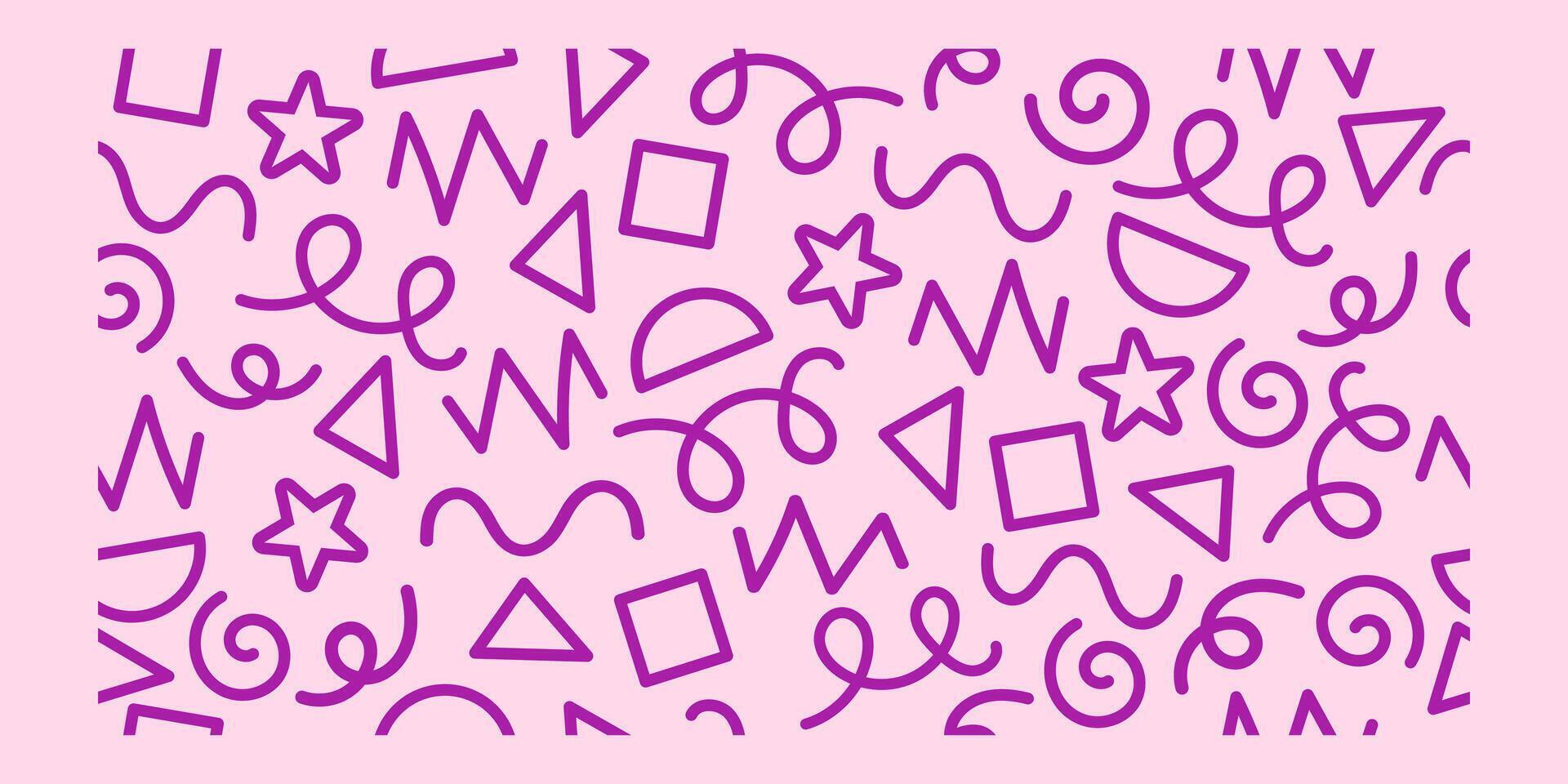 Retro Squiggle Seamless Colored Line Pattern Aesthetic Icon Bundle for Trendy Design Projects vector