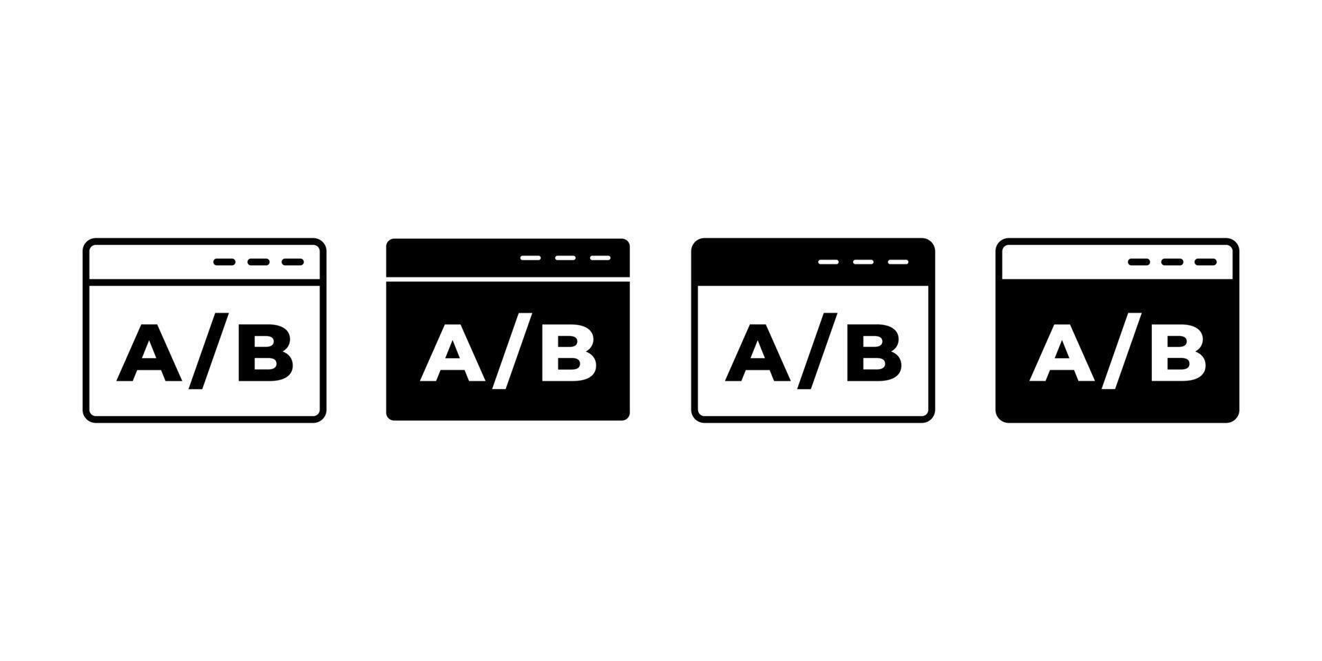 AB Testing Black Icon Bundle for Experiment, Data Analysis, and Marketing Optimization Concept vector