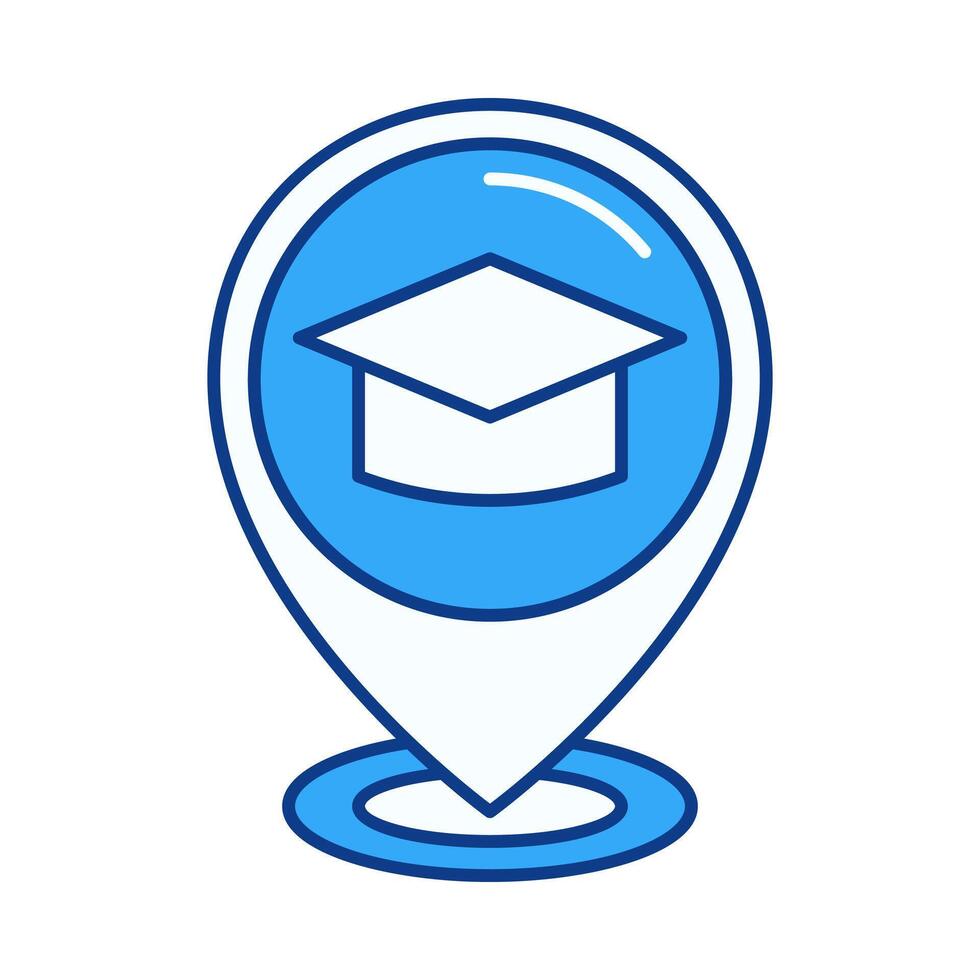 Education Location Pin Flat Colored Icon School, University, Learning Center, and Map Navigation vector