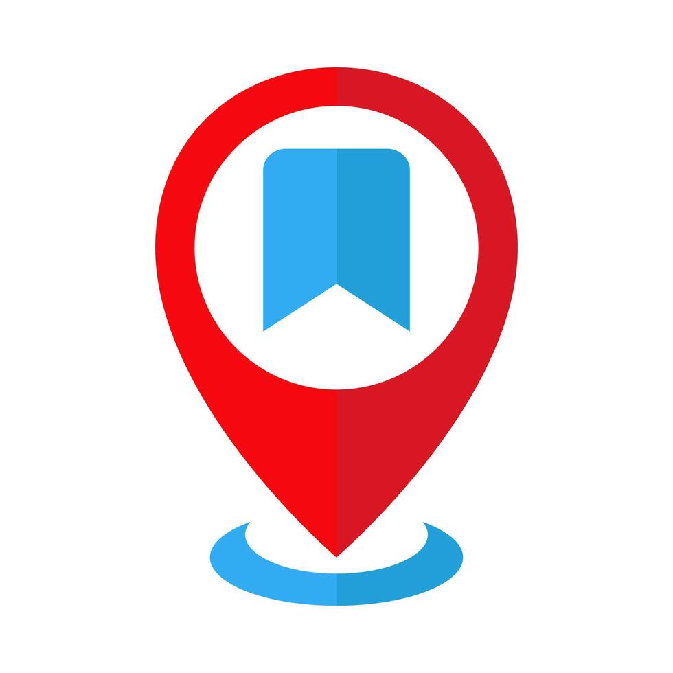 Bookmark Location Pin Flat Colored Icon for Save, Marked Place, GPS Navigation, and Map Interface vector