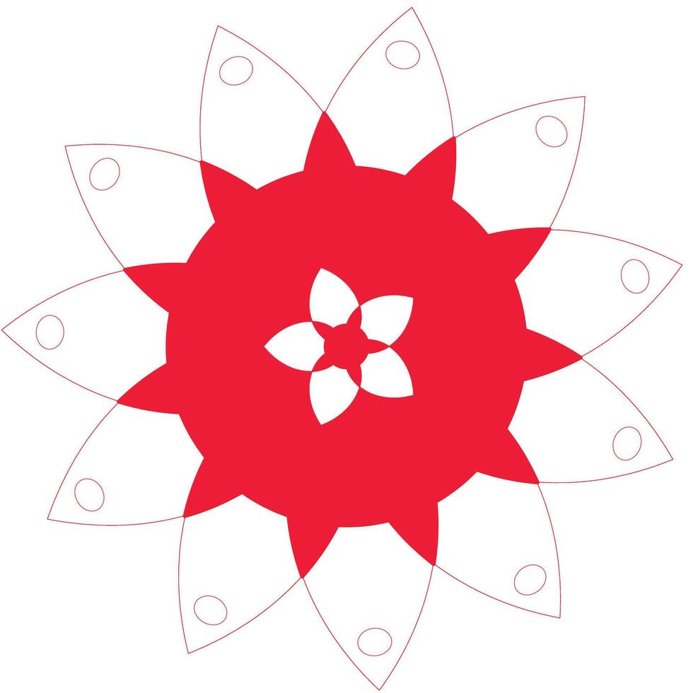 Abstract Red and White Floral Design with Geometric Elements and Circular Accents for Graphic Design Projects and Artistic Presentations vector