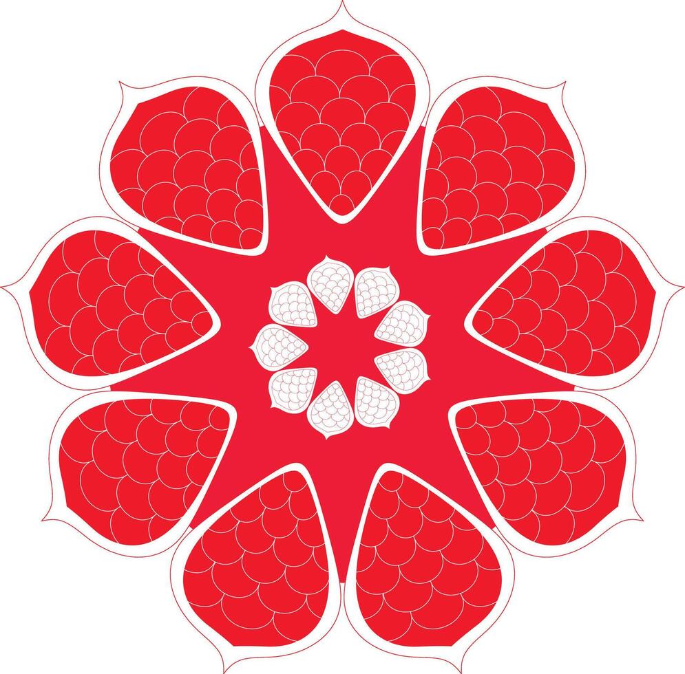 Abstract Red Flower with Seed Pattern Design and Artistic Petal Arrangement for Textile and Background Projects in Illustration vector