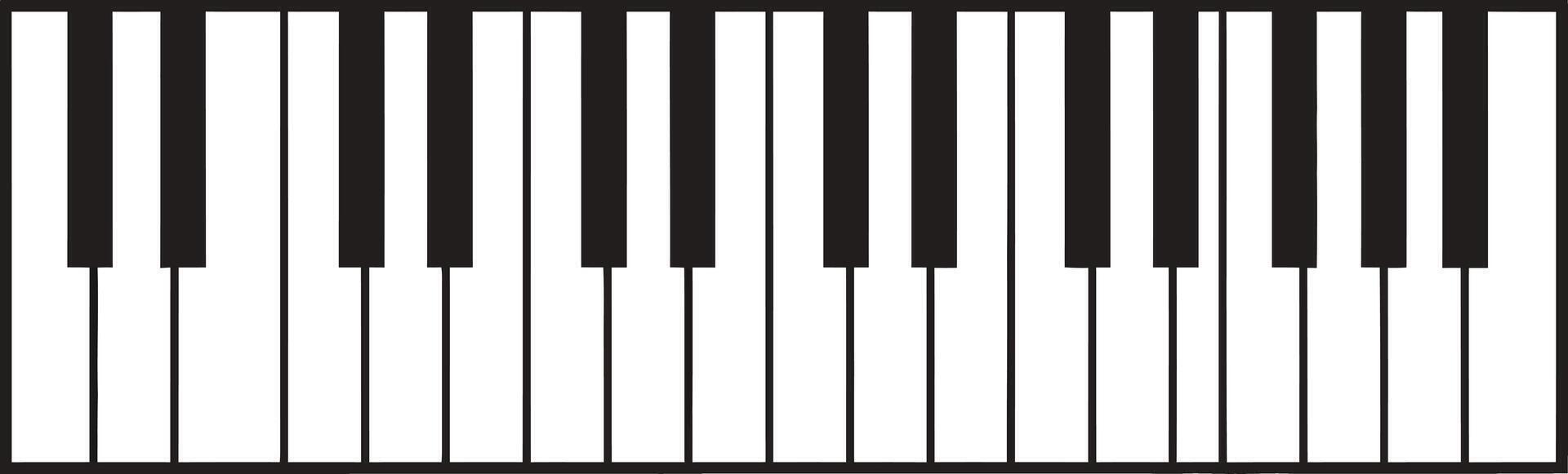 Seamless piano keyboard pattern with black and white keys in a top-down view. vector